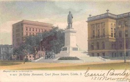 Court House Square McKinley Monument Toledo Ohio 1906 handcolored postcard - £5.93 GBP