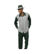 Men&#39;s MONTIQUE Two Piece Set Walking Leisure Suit 2367 Green Checkers - $149.40 CAD