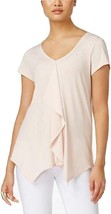 Ny Collection Blush V-Neck Asymmetrical Top w/Draped Front Detail Nwt Small - £6.89 GBP