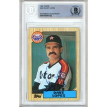 Davey Lopes Houston Astros Auto 1987 Topps Baseball Card Signed Beckett BAS Slab - £62.92 GBP