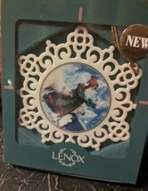 Lenox  Snowflake Santa Gift of Peace Ornament Polar Bears Penguin 2 Sided - $16.99