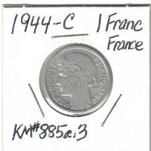 1944-C France 1 Franc Morlon Aluminum KM.885a.3 - £14.76 GBP