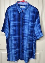 Tommy Bahama Shibori Bay Camp Shirt Men XXL Blue Silk Short Sleeve NICE!! - $59.85