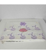 VTG Sheet Set Lilac Floral Embroidered Eyelet Cotton Lady Orchid NEW Old... - £99.21 GBP