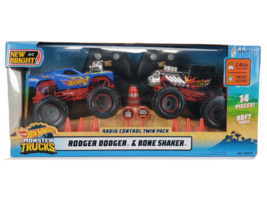 Hot Wheels Radio Control Monster Trucks Twin Pk Bone Shaker/Roger Dodger... - $27.69