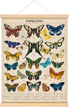 Vintage Papillons Butterflies Poster Rustic Style Of Butterflies Wall Hanging - £21.87 GBP