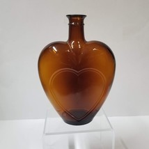 Brown Glass Heart Bottle Decanter Paul Masson Heart Shape Amber Color - £16.51 GBP