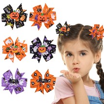 6 Pcs Halloween Hair Bows Clips For Little Girls Pumpkin Hair Barrettes Black Ba - $21.20