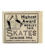Barney &amp; Berry Ice Skates Worlds Fair 1894 Advertisement Victorian 3 ADB... - $19.99