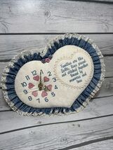 Wall Clock 80s/90s Heart Stitching Blue Ruffles MCM Vintage Cottagecore - $29.69