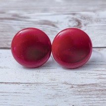 Vintage Screw On Earrings Just Over 0.75&quot; Red Circle - £7.18 GBP