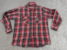 Vintage Five Brother Shirt Mens Large Red Black Plaid Flannel Workwear T... - $29.69