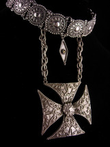 Huge Maltese Cross necklace - etruscan celtic cross - medieval choker - renaissa - £115.88 GBP