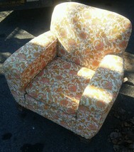 008 Vintage Funky Floral Pattern Lounge Arm Chair Mid Century Antique - £137.61 GBP