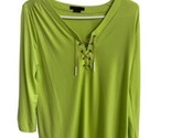 Fontana Womens Electric Green 3/4 sleeve v neck Chain detail Tunic Top S... - $18.90