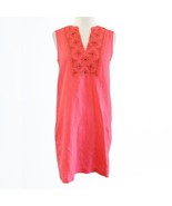 J Crew Coral Sleeveless Embroidered Sunburst Linen Blend Sheath Dress Si... - £21.61 GBP