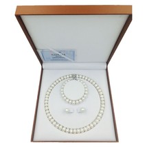 freshwater pearls bead necklace earring bracelet  jewelry Set 18inch length neck - £105.26 GBP