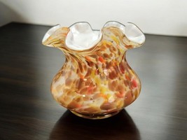 Vintage Fenton Cased Art Glass Vase Autumn Orange Vasa Murrhina Vase 4&quot; ... - €50,70 EUR