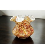 Vintage Fenton Cased Art Glass Vase Autumn Orange Vasa Murrhina Vase 4&quot; ... - $58.17