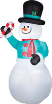 Gemmy Snowman with Candycane Christmas Inflatable Multicolored Fabric 71.65X64.1 - £266.22 GBP