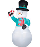 Gemmy Snowman with Candycane Christmas Inflatable Multicolored Fabric 71... - €289,90 EUR