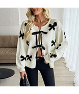 Sweet Design Lace up Bow Pattern Women Sweater Cardigan - $58.92 CAD