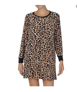 Kate Spade New York Brushed Jersey Brown Animal Print Sleep Long Shirt S... - $41.75