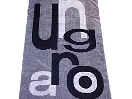 EMANUEL UNGARO Paris BATH or BEACH Club Towel 100% COTTON Logo STRIPES C... - £93.20 GBP