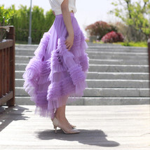 Purple High-low Layered Tulle Skirt Outfit Women Plus Size Fluffy Tulle Skirt image 8
