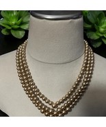 NRQ Gold Pearl Like Necklace Layered V Point Fashion Statement Vintage J... - $336.12 MXN
