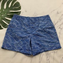 Lands End Womens Pull On Shorts Size 16 Petite Blue White Wave Ocean Pri... - $22.76