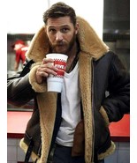 Tom Hardy Dunkirk Shearing leather jacket Coat for men bane aviator Fur ... - $191.86 CAD