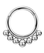 Titanium 7 Beaded Segment Hoop Ring- SILVER- 1.2*8mm, 1.2*10mm - $8.00