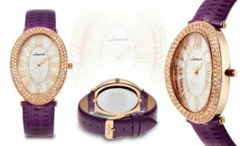 NEW Jeanneret 10058 Women&#39;s Isabella Collection Swarovski Purple Leather Watch - £17.33 GBP