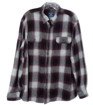 Faded Glory Shirt Mens XL 46-48 Long Sleeve Button Plaid Flannel Burgund... - $9.85