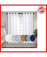 Luxurious 72-Inch White Linen Curtains - 2 Panel Set for Elegant Living ... - $1,031.52 MXN