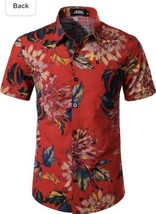 Jogal Camp Shirt XL Red Slim Fit Short Sleeve Button Hawaiian Festival C... - £13.67 GBP