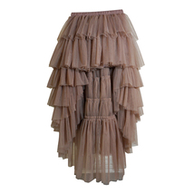 Brown High Low Layered Tulle Skirt Outfit Custom Plus Size Long Tulle Skirt image 4