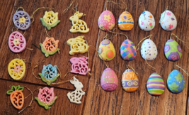 24 Mini Easter Egg Tree Ornaments Some Glitter - £19.54 GBP