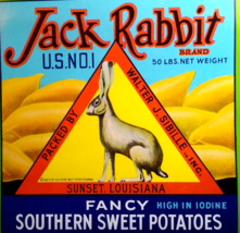 Jack Rabbit 1923 Sweet Potatoes Crate Label Bunny Art Original Vintage 1... - $15.38