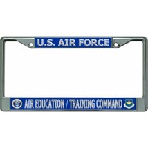 usaf air force education training command logo chrome license plate frame - £23.69 GBP