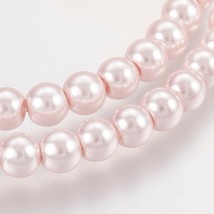 Glass Pearl Beads 12mm Light Pink Large 32&quot; Jewelry Making Supplies 70pcs - £6.31 GBP