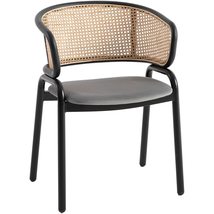 LeisureMod Grey Velvet Mid Century Modern Arm Chair, Wicker Back Contemp... - $151.90