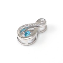 Blue Cubic Zirconia Necklace, 925 Sterling Silver, Pendant, Gemstones, Necklace, - £20.61 GBP