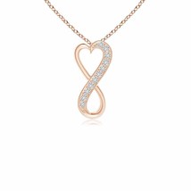 Pave-Set Diamond Infinity Heart Pendant in 14K Rose Gold (HSI2, Size- 1MM) - £266.27 GBP