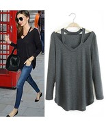 Color: Charcoal,Size: Small - Cut Out To Lounge Top Easy Wear Long Sleev... - €46,47 EUR