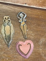 Mixed Lot of Brass Silver &amp; Goldtone HEART Floral &amp; Bare Breasted Woman Bookmark - £15.48 GBP