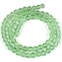Green Crackle Glass Round Loose Beads 6mm 1 Strand - £7.42 GBP