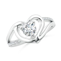 Angara Lab-Grown 0.72 Ct Round Diamond Split Shank Heart Promise Ring in... - £550.78 GBP