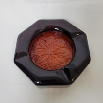 Vintage Blenko Amber Floral Thick Glass Ashtray Bowl Dish 7" Ashtray MCM... - $59.86